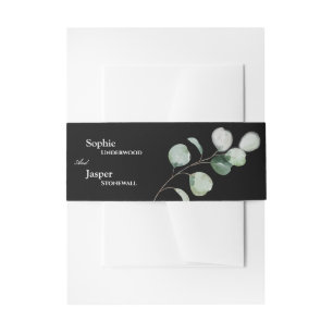 Modern Greenery Black Wedding Uitnodigingen Wikkel