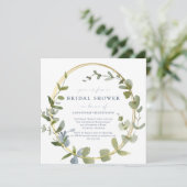 Modern Greenery Blue en Gold Vrijgezellenfeest Kaart (Staand voorkant)