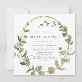 Modern Greenery Blue en Gold Vrijgezellenfeest Kaart (Voorkant)