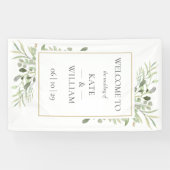 Modern Greenery Botanical Wedding Welcome Sign Spandoek (Horizontaal)