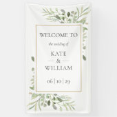 Modern Greenery Botanical Wedding Welcome Sign Spandoek (Verticaal)