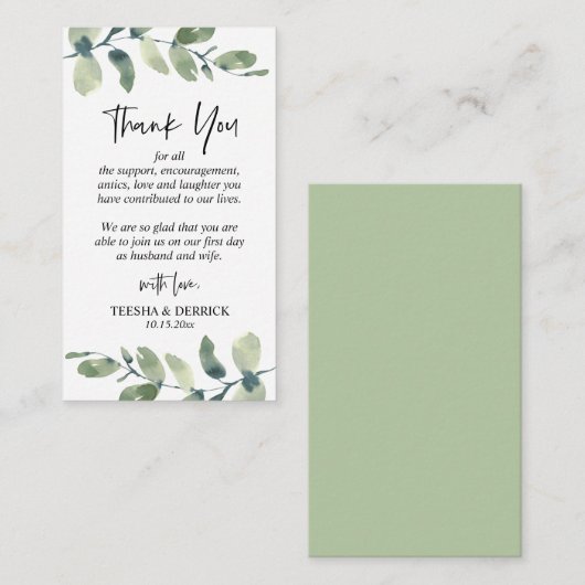Modern Greenery, bruiloft Dank je Kaart Enclosure (Voorkant / Achterkant)