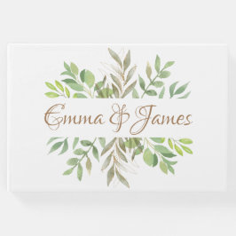 Modern Greenery bruiloft gastenboeken met initiale