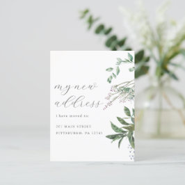 Modern Greenery Change of Address Moving Briefkaart