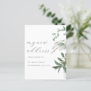 Modern Greenery Change of Address Moving Briefkaart