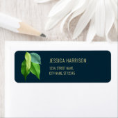 Modern Greenery Deep Blue Elegant Green Leaves Etiket (Insitu)