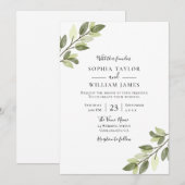 Modern Greenery Elegant Wedding Kaart (Voorkant / Achterkant)