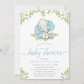 Modern Greenery Elephant Boy Baby shower Kaart (Voorkant)