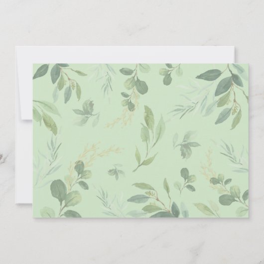 Modern Greenery Elephant Green Gold Baby shower Kaart (Achterkant)