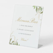 Modern Greenery en Gold Mimosa Bar Reclamebord Met Voetstuk (Voorkant)