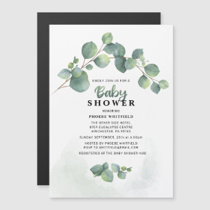 Modern Greenery Eucalyptus Baby shower Magnetische Uitnodiging