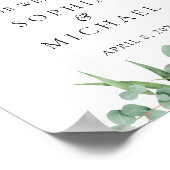 Modern Greenery Eucalyptus Leaves Weduwen Welkom Poster (Hoek)