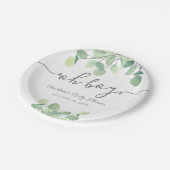 Modern Greenery Eucalyptus Oh Boy Baby shower Papieren Bordje (Gekanteld)