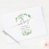 Modern Greenery Eucalyptus Oh Boy Baby shower Ronde Sticker (Envelop)
