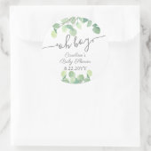 Modern Greenery Eucalyptus Oh Boy Baby shower Ronde Sticker (Tas)