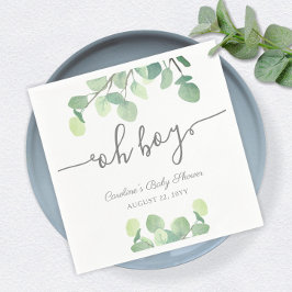 Modern Greenery Eucalyptus Oh Boy Baby shower Servet