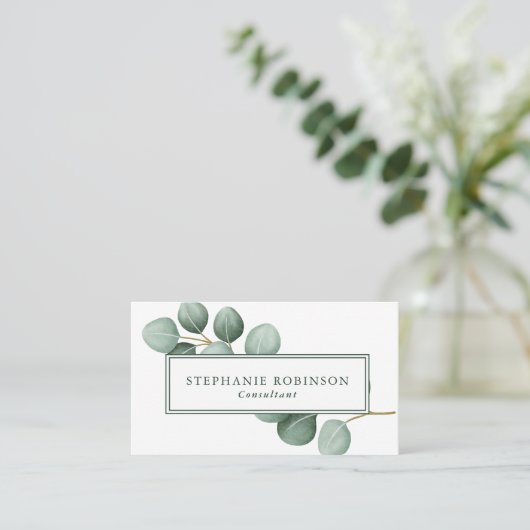 Modern Greenery Eucalyptus Visitekaartje (Staand voorkant)