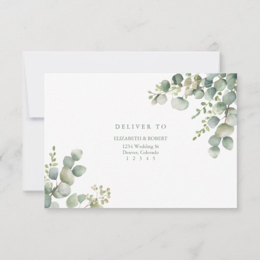 Modern Greenery Eucalyptus Wedding RSVP Card Kaartje (Achterkant)