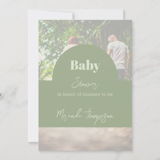 Modern Greenery Family Photo Baby shower Kaart (Voorkant)
