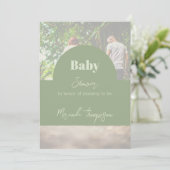 Modern Greenery Family Photo Baby shower Kaart (Staand voorkant)