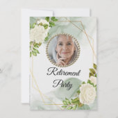 Modern Greenery Floral Foto Retirement Party Kaart (Achterkant)