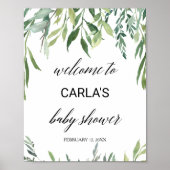 Modern Greenery Foliage Baby shower Welkom Poster (Voorkant)