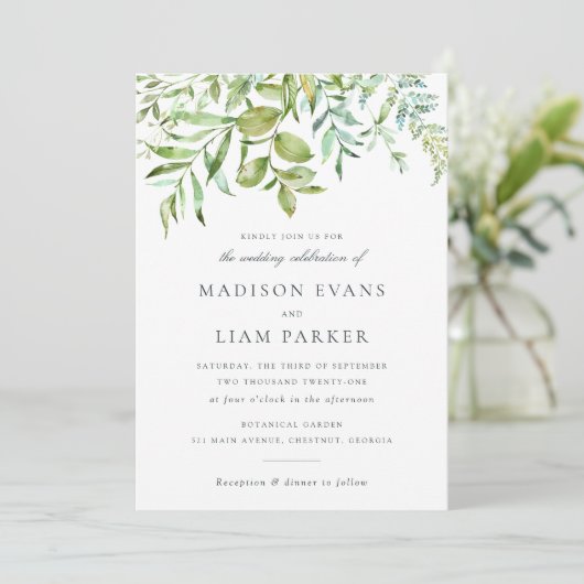 Modern Greenery Foliage laat marineverbod Kaart (Staand voorkant)