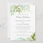 Modern Greenery Foliage laat Waterverf bruiloft ov Kaart (Voorkant)