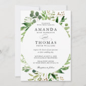 Modern Greenery Foliage Leaves Wreath Wedding Kaart (Voorkant)