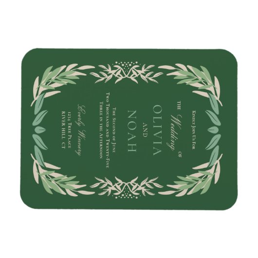 Modern Greenery Framed Wedding Invitation Magneet (Horizontaal)