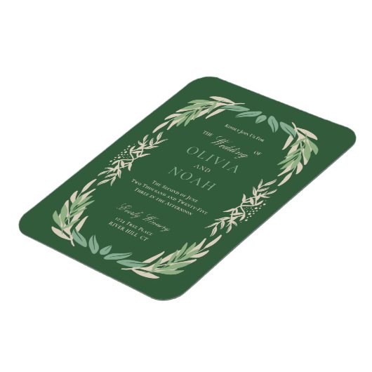 Modern Greenery Framed Wedding Invitation Magneet (Linkerzijde)