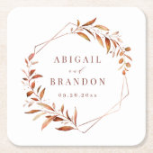 Modern Greenery Geometric Herfst Rustic Wedding Kartonnen Onderzetters (Voorkant)