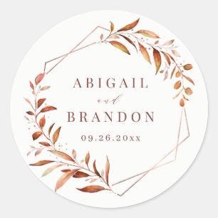Modern Greenery Geometric Herfst Rustic Wedding Ronde Sticker