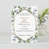 Modern Greenery Geometric Lijst Wedding Invitation Kaart (Staand voorkant)