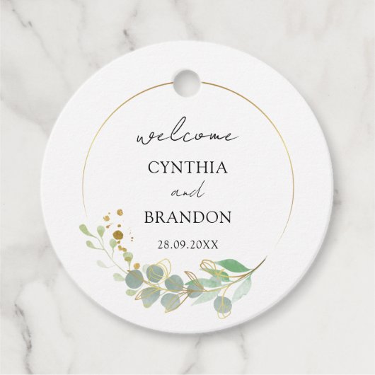 Modern Greenery Geometric Rustic Wedding Bedankjes Labels (Voorkant)