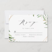 Modern Greenery Geometric Rustic Wedding RSVP Kaartje (Voorkant)