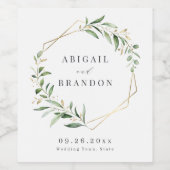 Modern Greenery Geometric Rustic Wedding Wijn Etiket (Enkel label)