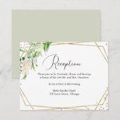 Modern Greenery Geometrische bruiloft Receptie Kaa RSVP Kaartje (Voorkant / Achterkant)