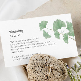 Modern Greenery Ginkgo Leaves Boho Waterverf Informatiekaartje