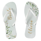 Modern Greenery Gold Geometric Personalized bride Teenslippers (Voetbed)