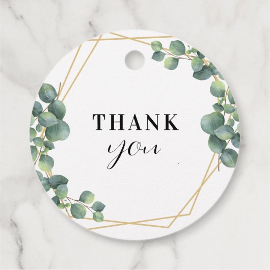Modern Greenery Gold Geometric Rustic Wedding Bedankjes Labels (Achterkant)