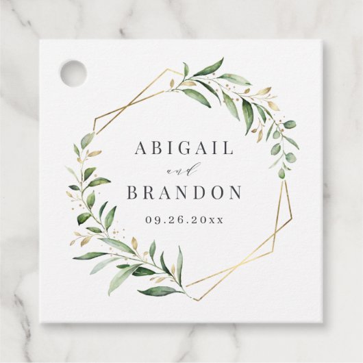 Modern Greenery Gold Geometric Rustic Wedding Bedankjes Labels (Voorkant)