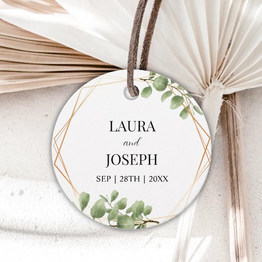 Modern Greenery Gold Geometric Rustic Wedding Bedankjes Labels