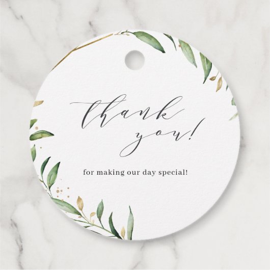 Modern Greenery Gold Geometric Rustic Wedding Bedankjes Labels (Achterkant)