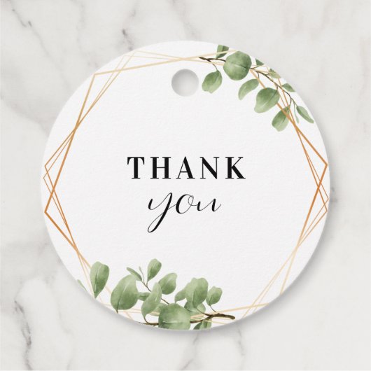Modern Greenery Gold Geometric Rustic Wedding Bedankjes Labels (Achterkant)