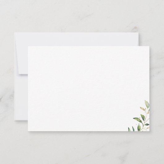 Modern Greenery Gold Geometric Rustic Wedding Bedankkaart (Achterkant)