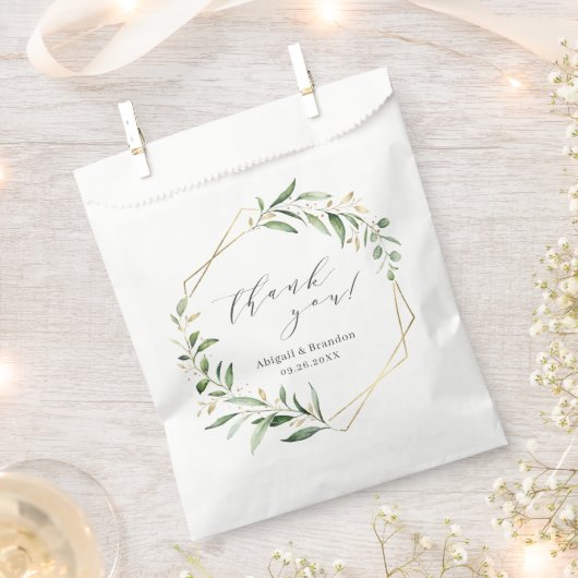 Modern Greenery Gold Geometric Rustic Wedding Bedankzakje (Geknipt)