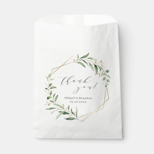 Modern Greenery Gold Geometric Rustic Wedding Bedankzakje (Voorkant)
