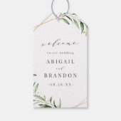 Modern Greenery Gold Geometric Rustic Wedding Cadeaulabel (Voorkant)
