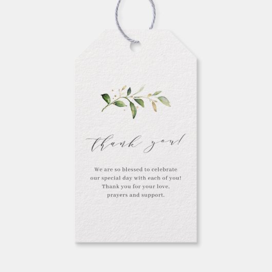 Modern Greenery Gold Geometric Rustic Wedding Cadeaulabel (Achterkant)